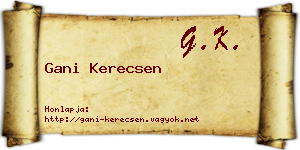 Gani Kerecsen névjegykártya